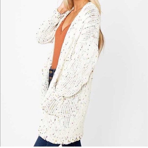 Altar’d State Knit Confetti Speckled Open Front Cardigan Sz XS - Picture 6 of 12